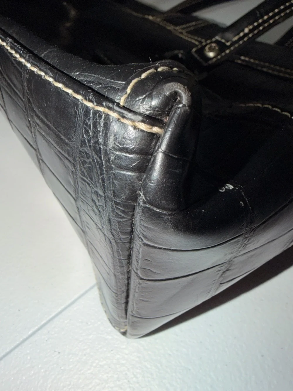 Liz Claiborne Black Croc-Embossed Shoulder Tote - Picture 7 of 16